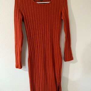 SHEIN Vibrant Orange Long Sleeve Dress